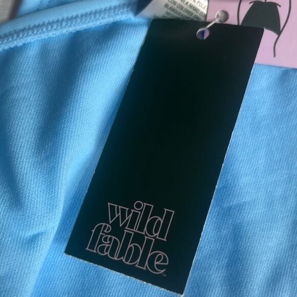 Wild Fable High Leg Cheeky Bikini Bottoms Swim XL Blue New Ruffle Strap - Picture 8 of 8